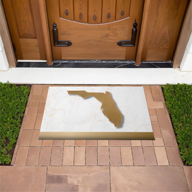 Florida Theme Elegant Modern Chic Gold & Marble   Doormat (Outdoor)