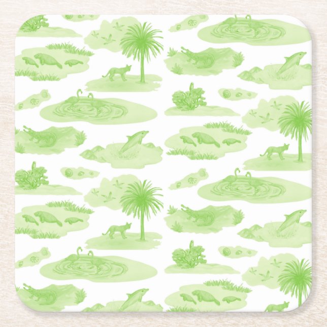 Florida Toile Coaster (Lime Green) (Front)