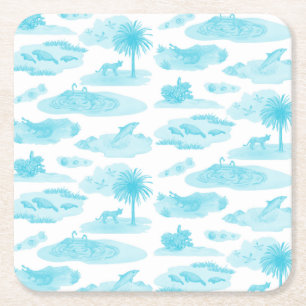 Florida Toile Coaster (Turquoise)