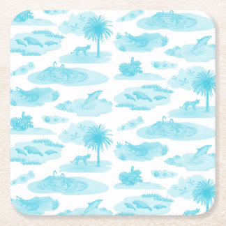 Florida Toile Coaster (Turquoise)