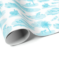 Florida Toile (Turquoise) Wrapping Paper
