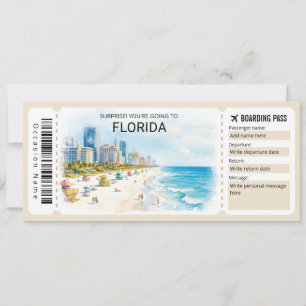 Florida Trip Boarding Pass Ticket Invitation