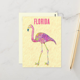 Florida Tropical Flamingo Mosaic Postcard