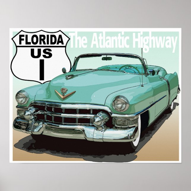 Florida US Route 1 - The Atlantic Highway Poster (Front)