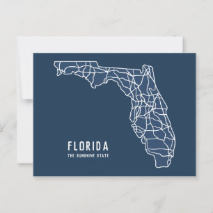 Florida US State road map - Sunshine State map Postcard