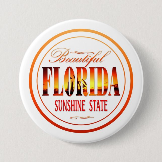 Florida USA 3 Inch Round Button (Front)