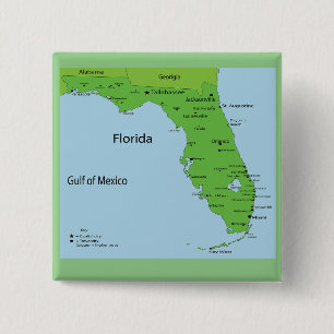 FLORIDA USA MAP 2 INCH SQUARE BUTTON