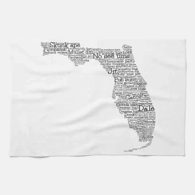 Florida USA Slang Word Art Map  Kitchen Towel (Horizontal)