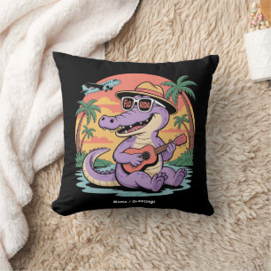Florida Vacation Cute Cool Summer Alligator Funny Throw Pillow