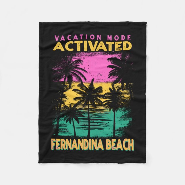 Florida vacation mode activated fernandina beach fleece blanket (Front)