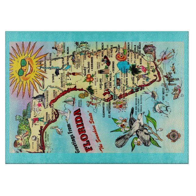 Florida Vintage Fun Postcard Cutting Board (Front)