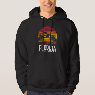 Florida Vintage Retro Beach Palm Tree Surf Swim Su Hoodie