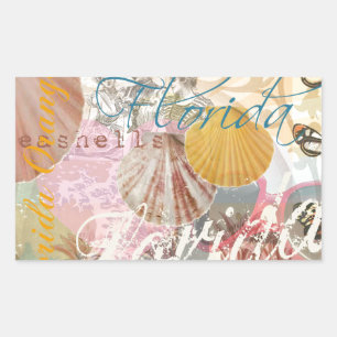 Florida Vintage Travel Beach Seashell Shell Art Sticker