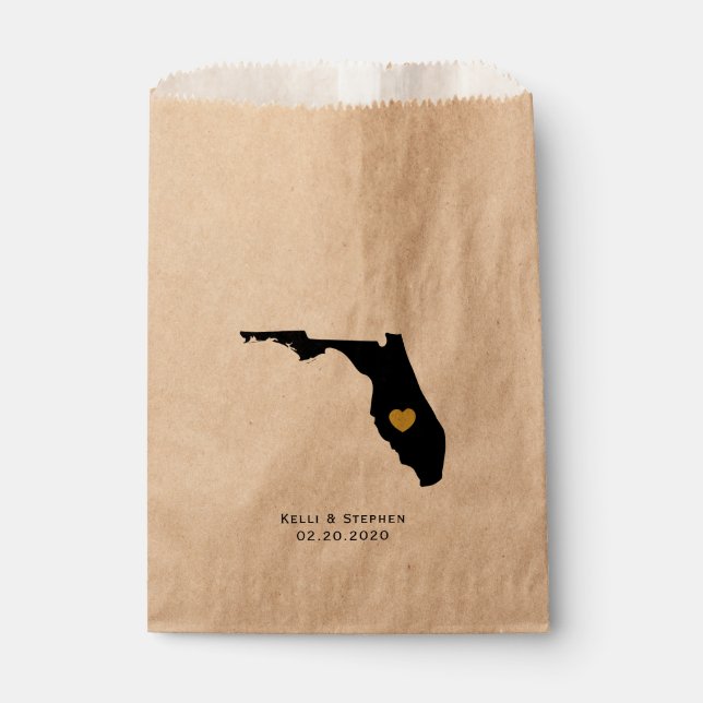 Florida Wedding Favour Treat Sacks, Paper Gift Bag (Front)
