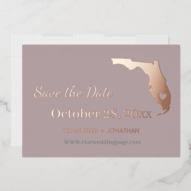 Florida Wedding Save The Date Rose Gold   (Envelope)