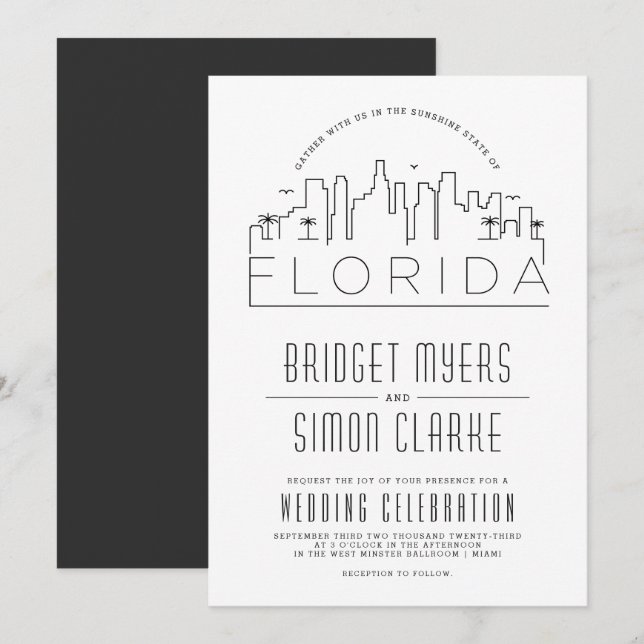 Florida Wedding | Stylized Skyline Invitation (Front/Back)