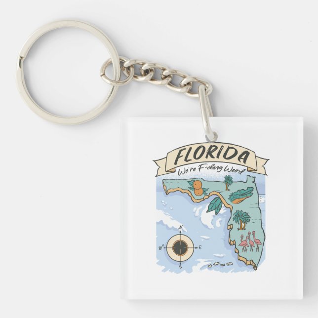 FLORIDA WE'RE F*CKING WEIRD UNITED STATES MAP  KEYCHAIN (Front)