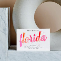 Florida We've Moved Hot Pinks Watercolor  Moving