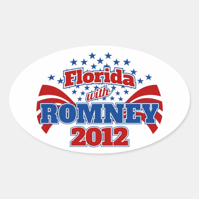 Florida with Romney 2012 Oval Sticker (Front)