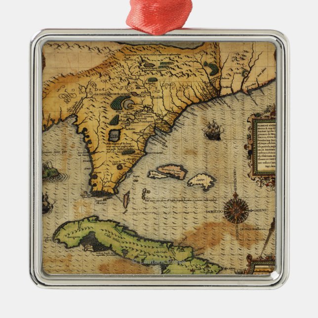 FloridaPanoramic MapFlorida Metal Ornament (Front)