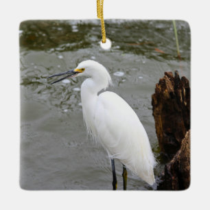 Florida's Singing Egret Ceramic Ornament