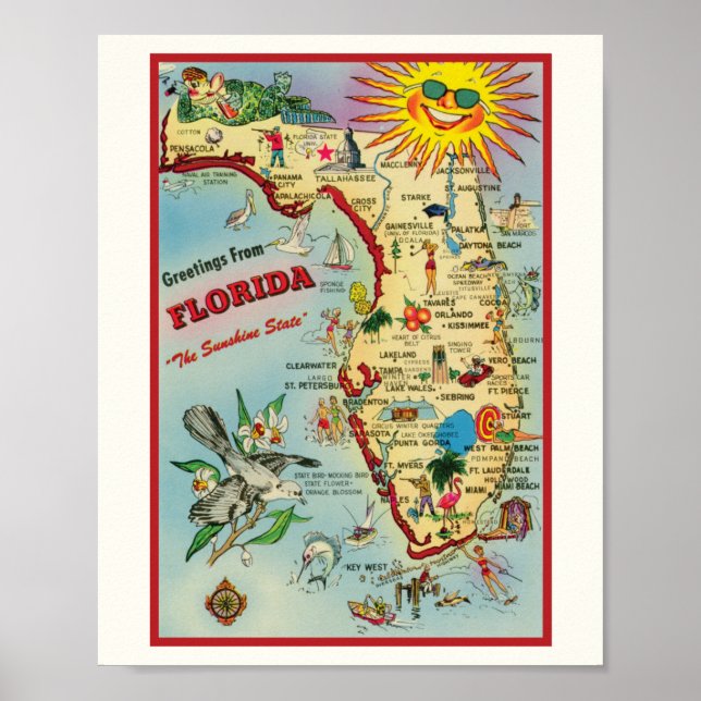 Floride 8x10 avec impression d'affiche frontière (Devant)