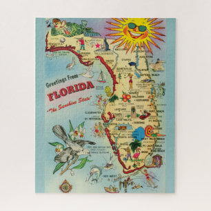 Floride Carte 16x20 Jigsaw Puzzle