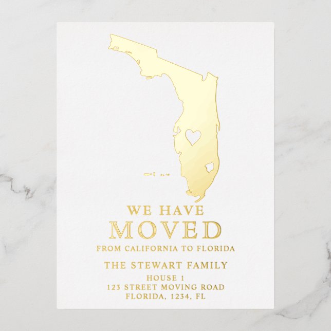 Floride carte d'état coeur maison déménagement or (Recto)