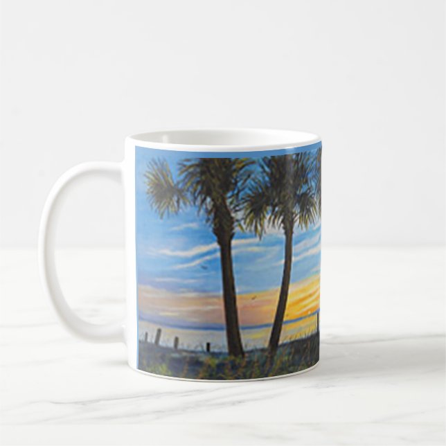 FLORIDE COUCHER DE SOLEIL PALMIERS CAFÉ MUG (Gauche)