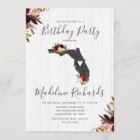 Floride Etat Rustique Anniversaire Fête Invitation