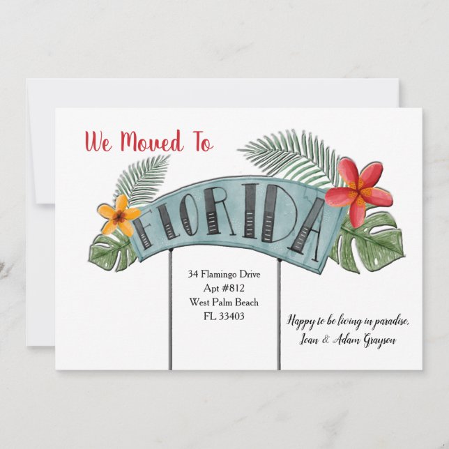 Floride Faire-part de déménagement (Devant)