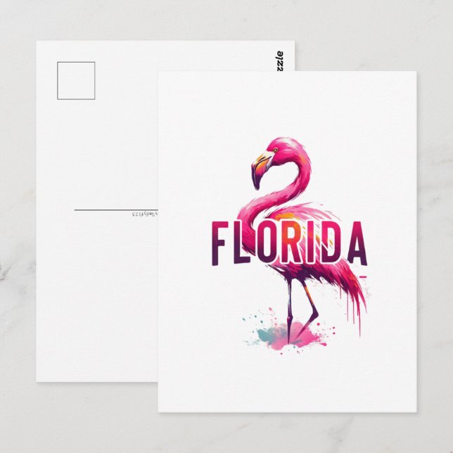 Floride, Flamant rose, Carte postale de poste (Devant / Derrière)