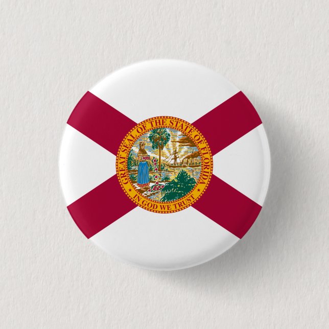 Floridian Flag, Flag of Florida 1 Inch Round Button (Front)