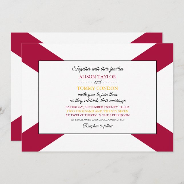 Floridian Flag, Flag of Florida Wedding Invitation (Front/Back)
