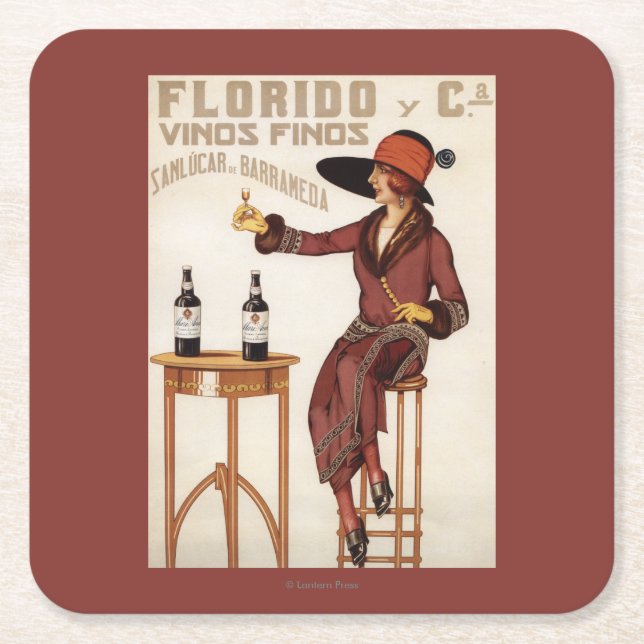 Florido Vinos Finos - Sanlucar de Barrameda Square Paper Coaster (Front)