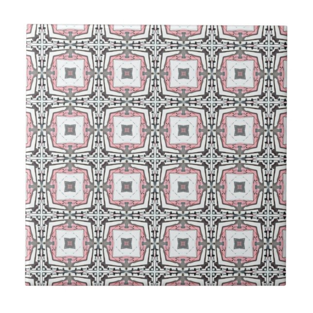 Florillas Pink And Grey Patterned Wall Tile (Front)