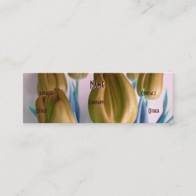 Florist - Beige Rosey Tulips Mini Business Card (Front)