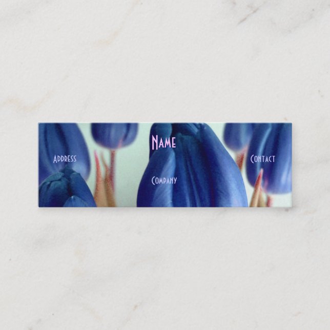 Florist - Blue Beige Tulips Mini Business Card (Front)