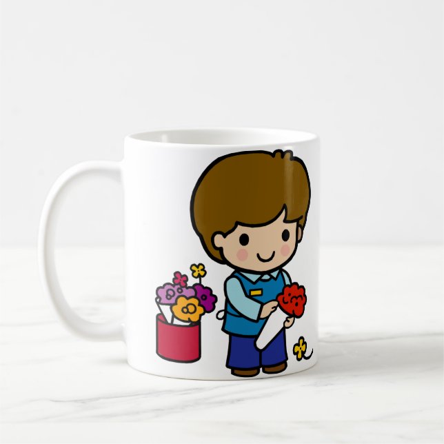 Florist Boy Flowers Coffee Mug (Left)