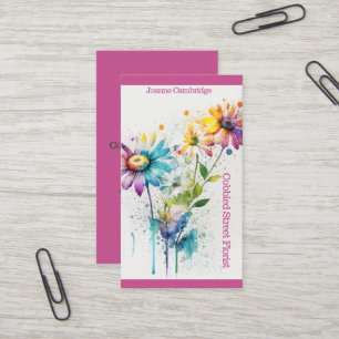 Florist business card. Stylish splattered flowers. Business Card