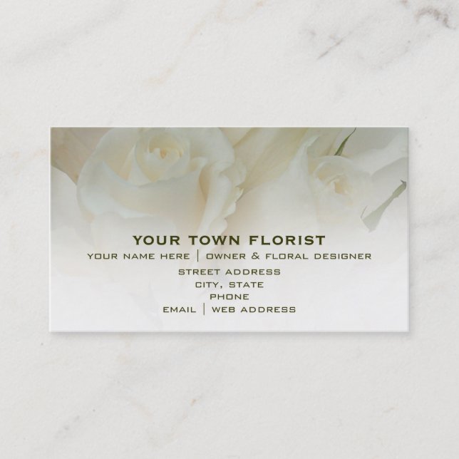 Florist Business Card - White Roses (Front)