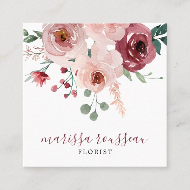 Florist Floral Botanical Square Business Card (Front)