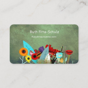 Florist floral business card bouquet blooms green