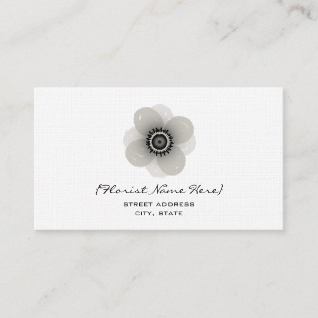 Florist / Floral Designer Business Card - Anemone (Front)