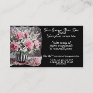 Florist Flower Arrangement Pink Shop Sales Etsy  Business Card