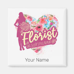 Florist Flowers With Heart Vintage Garden Design Magnet