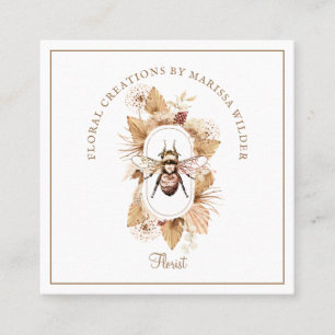 Florist Honey Bee Blush Pink Boho Floral Square Bu Business Card