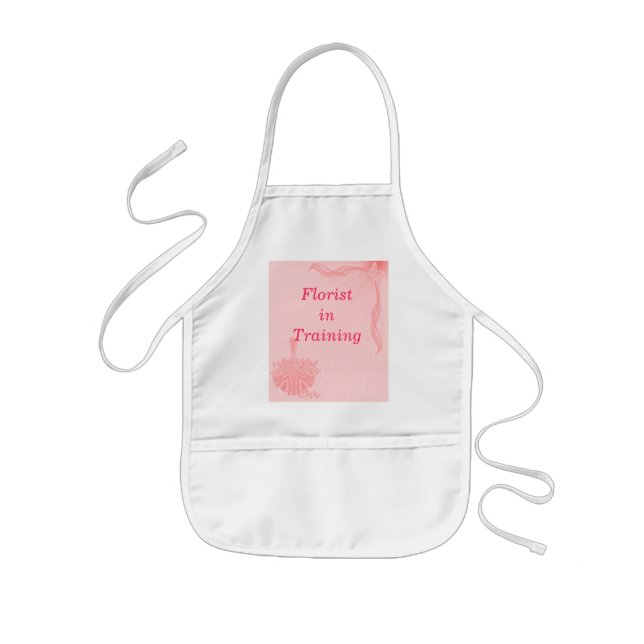 "Florist In Training"- Pink Butterfly & Flowers Kids Apron (Front)