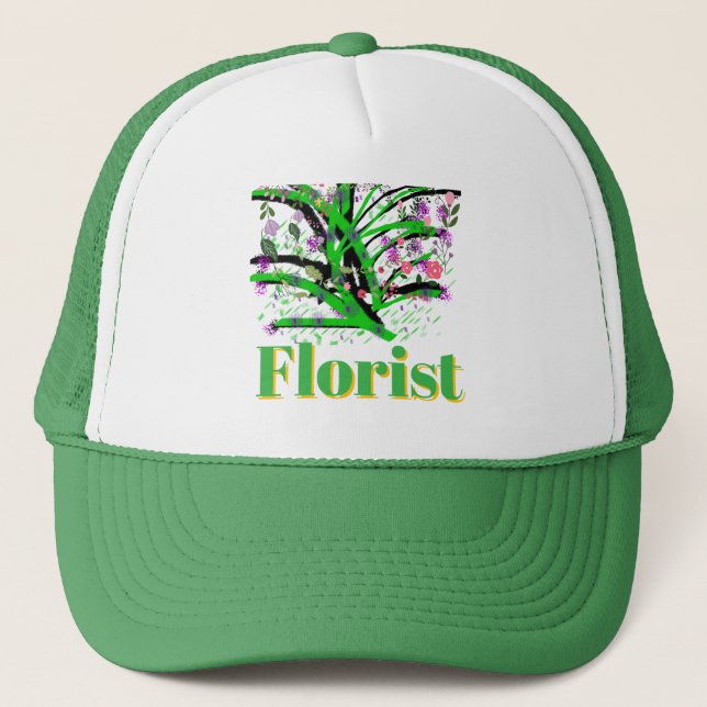 Florist Logo Green  Trucker Hat (Front)