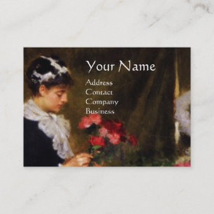 FLORIST MAKING A BOUQUET WITH COLORFUL FLOWERS BUSINESS CARD